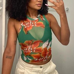 Gorgeous  Juliet Johnstone sheer floral tank top